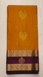 Kanchipuram Semi Pattu Saree with Rich Zari Border – Mustard Yellow